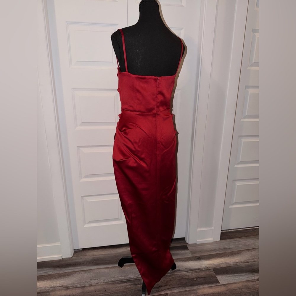 House of CB Burgundy Satin Corset Maxi Dress – Elegant Evening Gown 🍷 - Picture 4 of 5